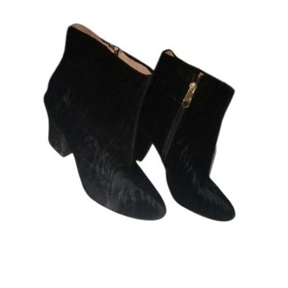 Womens Louise Et Cie Velvet Ankle Booties 8.5 M Black Block Heel